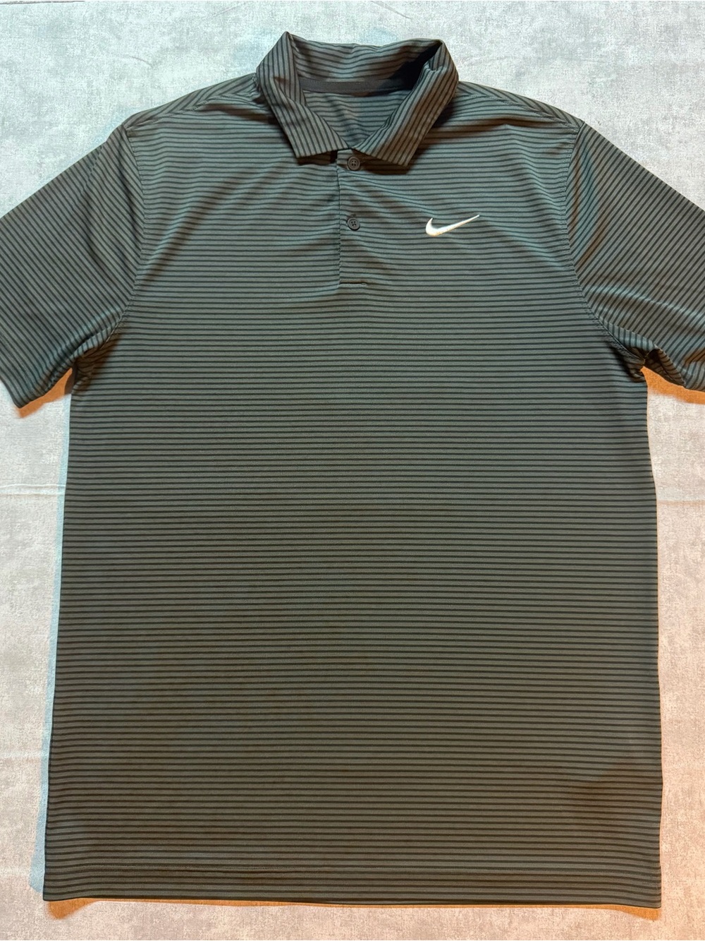 NIKE Dri-Fit Core Polo Golf Shirt Gray Black Men's Size M Striped FZ5647-010